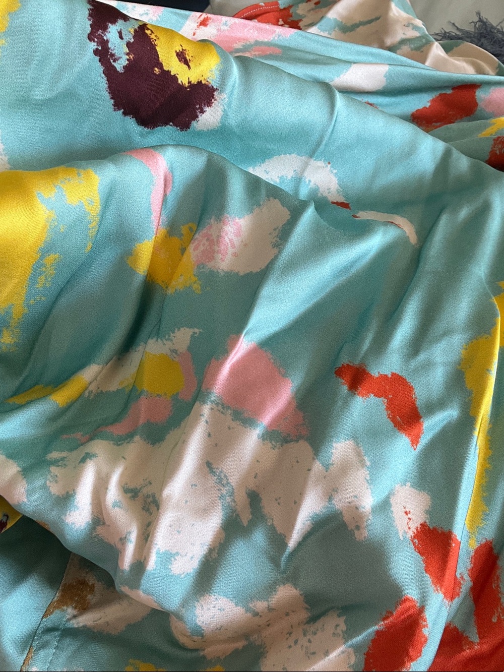 A.L.C. Halter Maxi Dress in Aqua with Multicolor Abstract Print - Picture 7 of 8